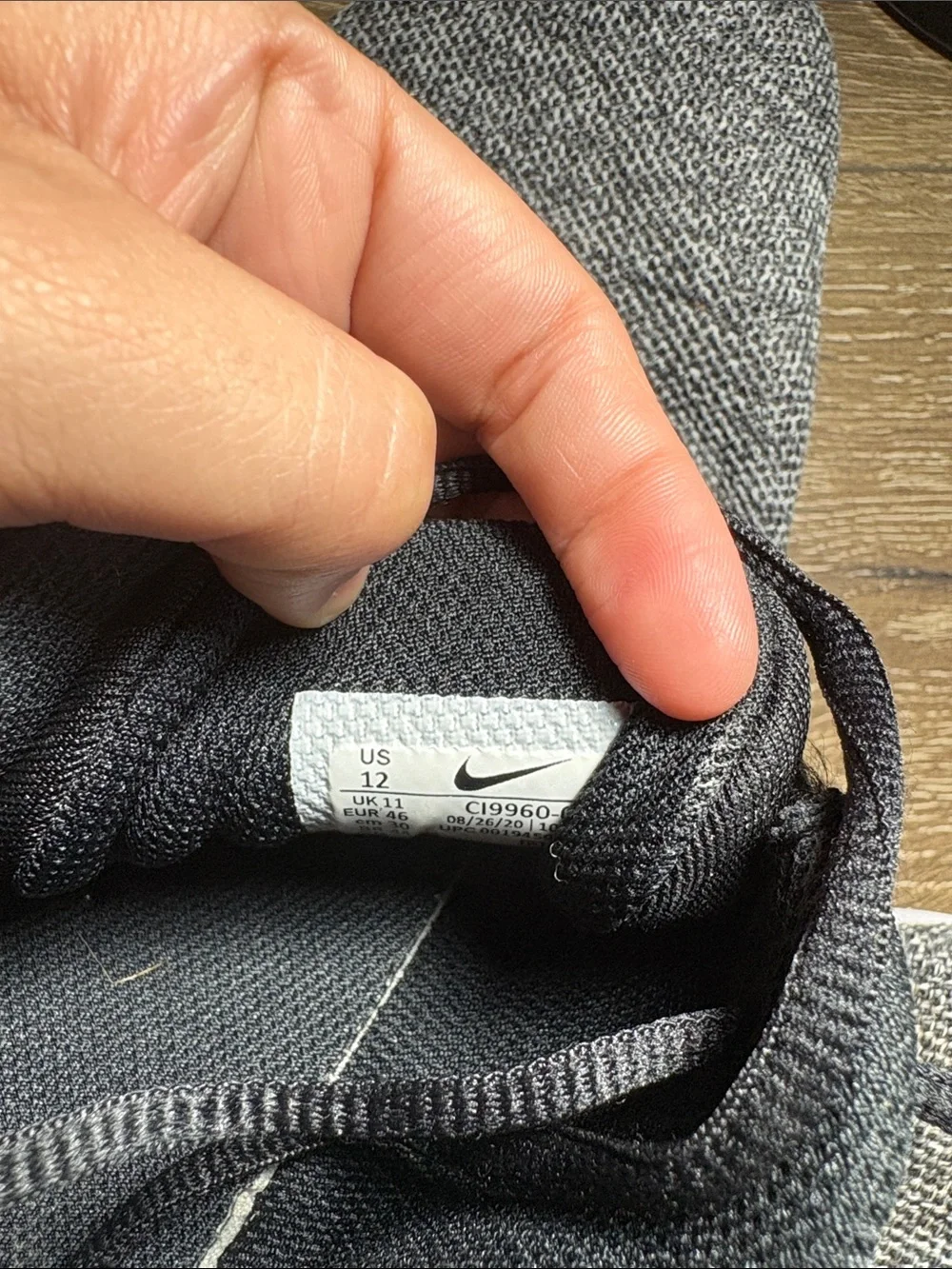 Nike Men’s Black/Grey Knit Sneakers with Red Swoosh